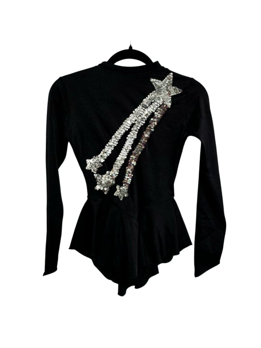 Vintage Ice Figure Skating Dress Black Silver Sequin Star Outfit Costume Women M